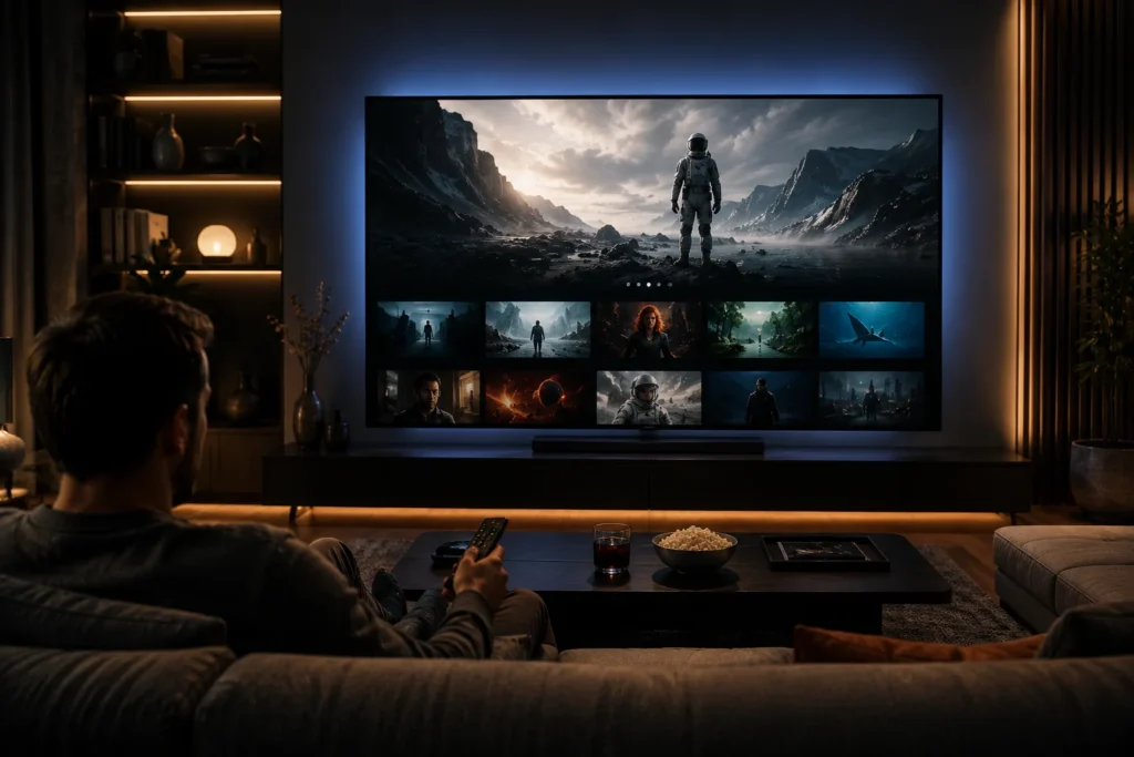 Customer enjoying reliable IPTV Malta 4K streaming on multiple devices